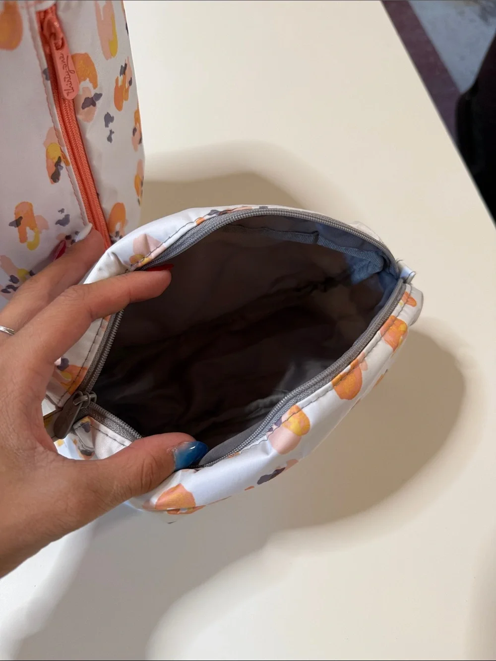 thirty-one Floral lunch box bag and pencil pouch Duo in Peach and White